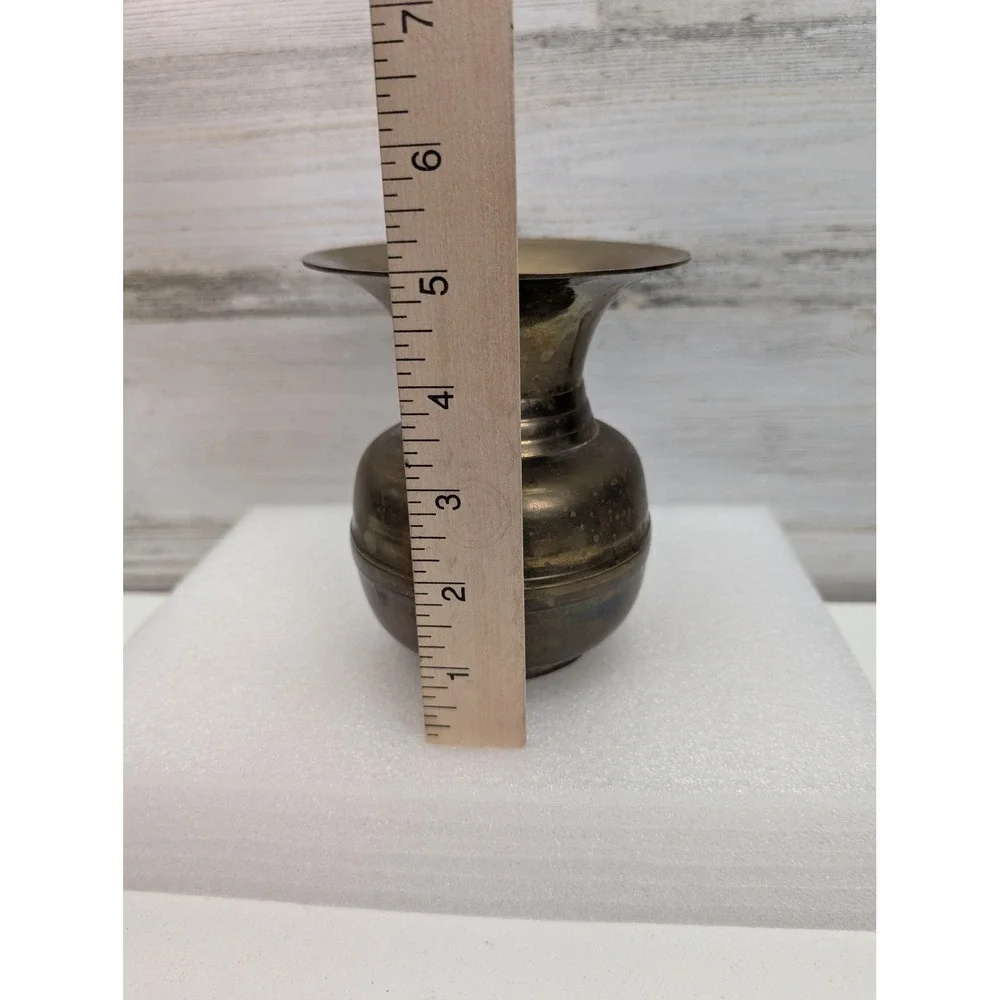 Small Brass Bud Vase Urn Shape Flared Rim‎ Decorative Metal Home Decor Accent
